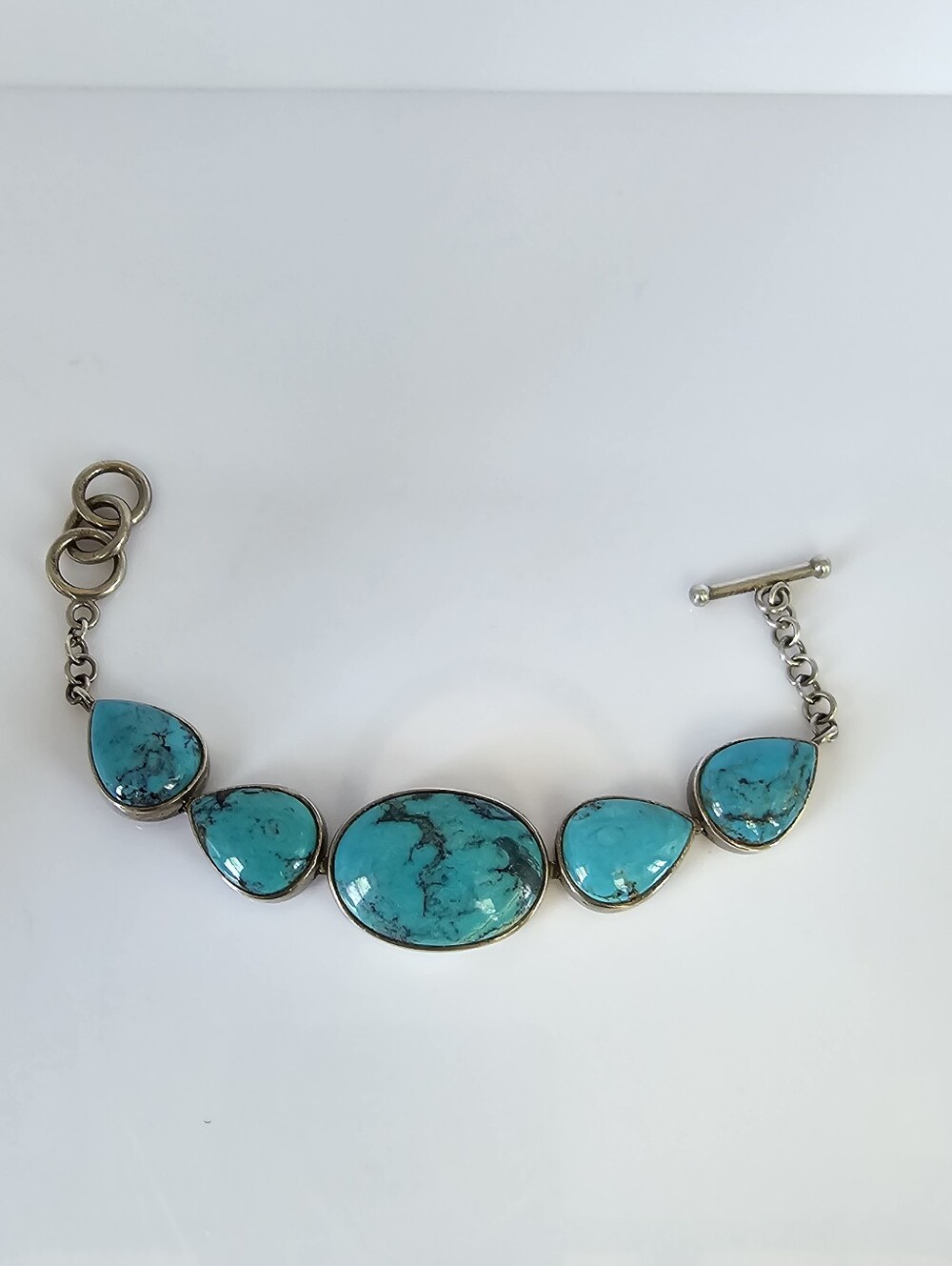 Vintage Whitney Kelly Turquoise Toggle Bracelet Sterling Silver π - Picture 11 of 11